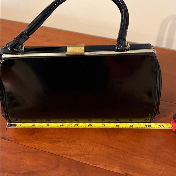 vintage Black Patent Leather Clutch - Picture 11 of 12